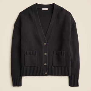 J Crew Heritage Cotton Relaxed Cardigan Black, Size Small